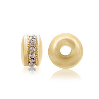 ITI NYC Fancy Beads with CZ in Sterling Silver 18K Yellow Gold Finish (8.7 x 5.8 mm)