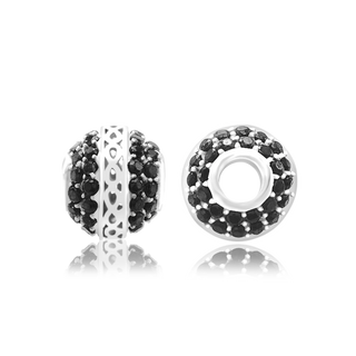 ITI NYC Fancy Beads with Multi Colored CZ in Sterling Silver (7.5 x 6.7 mm)