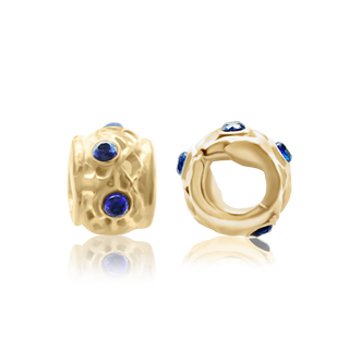 ITI NYC Fancy Beads with Multi Colored CZ in Sterling Silver 18K Yellow Gold Finish (5.0 x 3.8 mm )