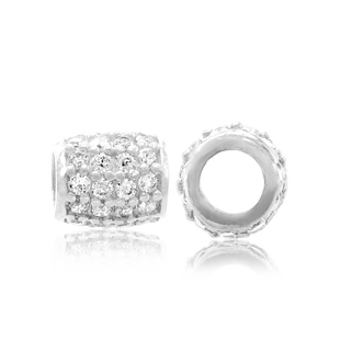 ITI NYC Fancy Beads with CZ in Sterling Silver (4.9 x 5.7 mm)