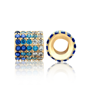 ITI NYC Fancy Beads with Multi Colored CZ in Sterling Silver 18K Yellow Gold Finish (6.0 x 6.0 mm)