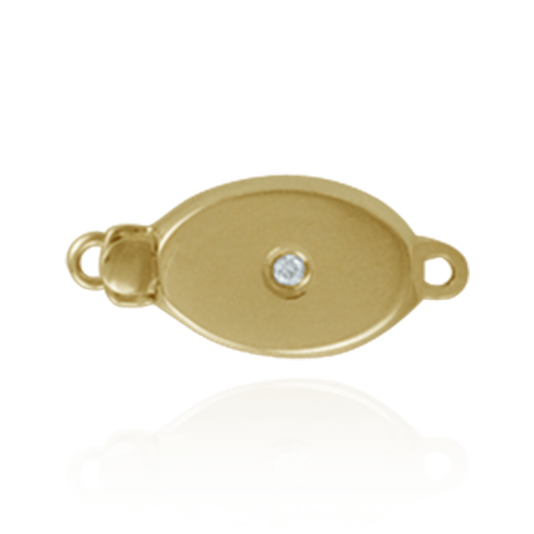 ITI NYC Oval Bead Pearl Clasps with Diamonds in Center (15.5 mm)
