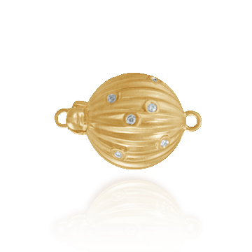 ITI NYC Corrugated Bead Pearl Clasps with Diamonds (12 mm)