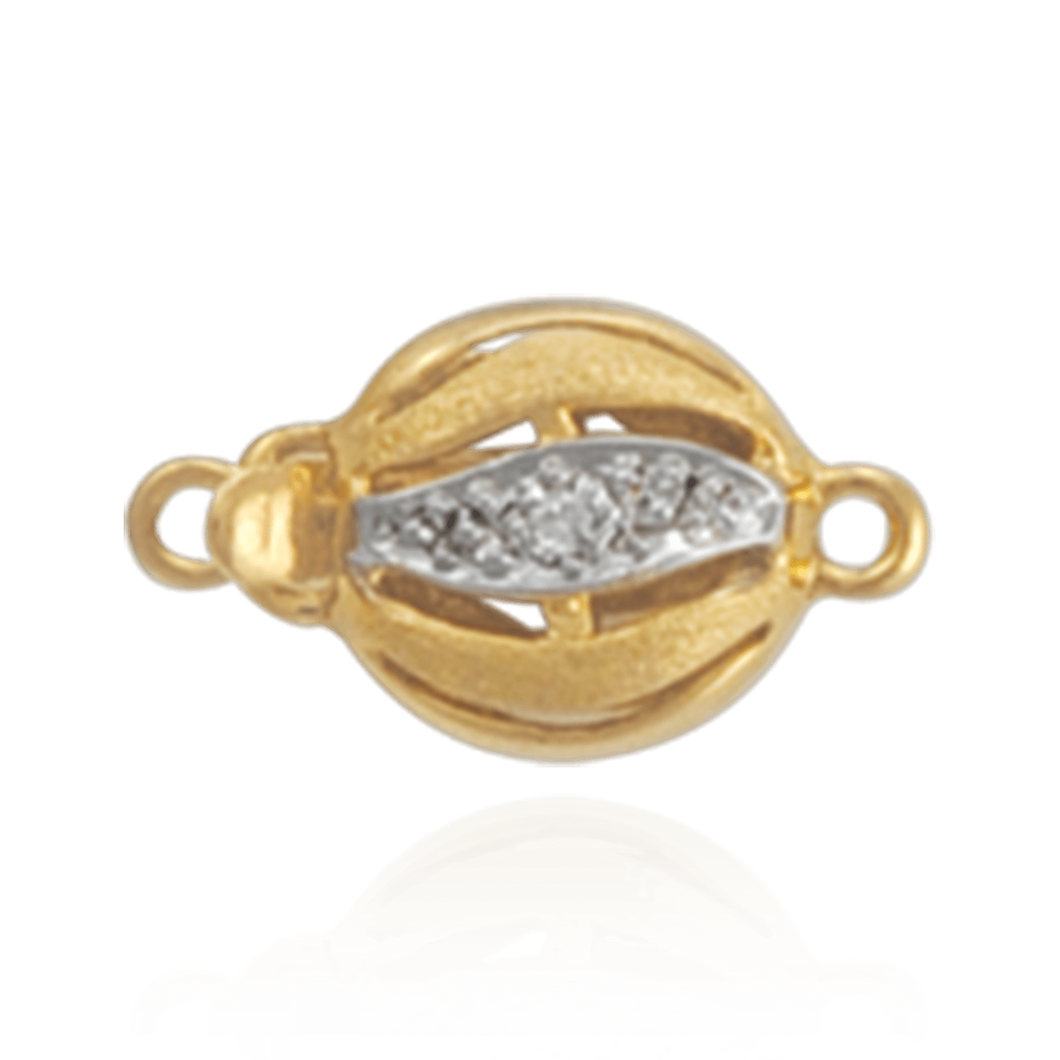 ITI NYC Bead Pearl Clasps with Diamond Swirl Design (9 mm)