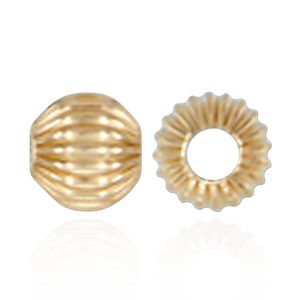 ITI NYC Straight Corrugated Round Beads in 14K Yellow Gold (4 mm - 7 mm)