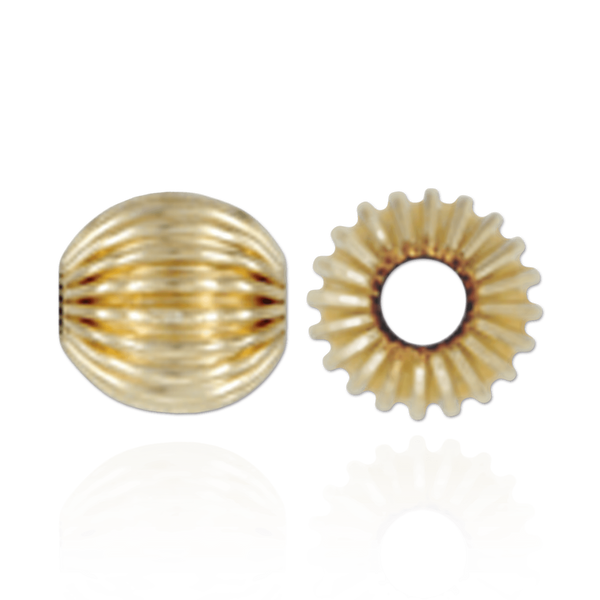 ITI NYC Straight Corrugated Round Beads in 14K Yellow Gold (4 mm - 7 mm)