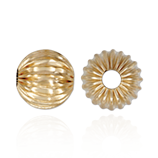 ITI NYC Straight Corrugated Round Beads in 14K Yellow Gold (4 mm - 7 mm)