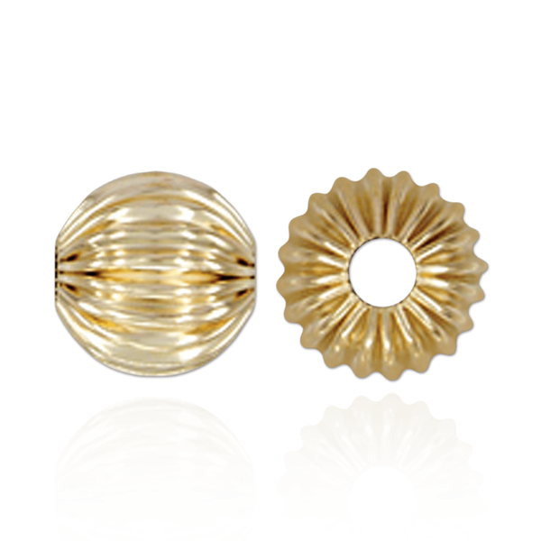 ITI NYC Straight Corrugated Round Beads in 14K Yellow Gold (4 mm - 7 mm)