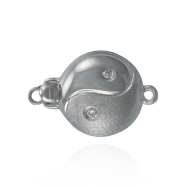 ITI NYC Bead Pearl Clasps with Diamond Yin-Yang (11.5 mm flat)