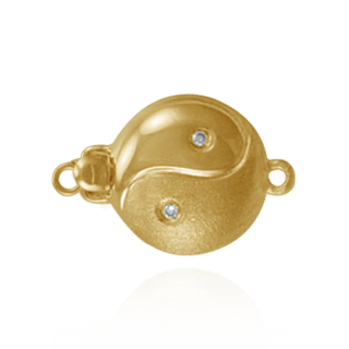 ITI NYC Bead Pearl Clasps with Diamond Yin-Yang (11.5 mm flat)