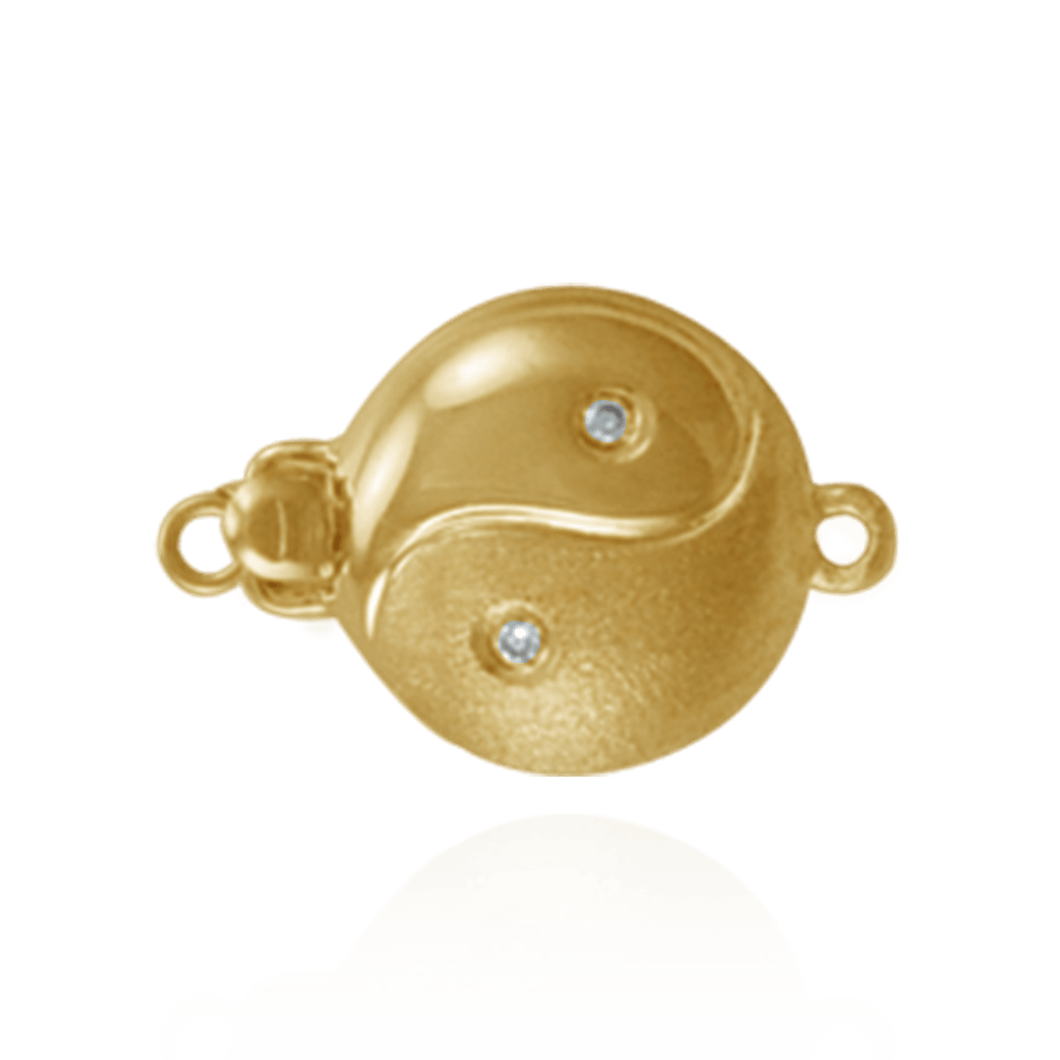 ITI NYC Bead Pearl Clasps with Diamond Yin-Yang (11.5 mm flat)