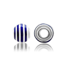 Load image into Gallery viewer, ITI NYC Striped Enamel Beads in Sterling Silver (9.4 x 8.6 mm)
