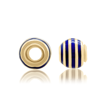 Load image into Gallery viewer, ITI NYC Striped Enamel Beads in Sterling Silver (9.4 x 8.6 mm)
