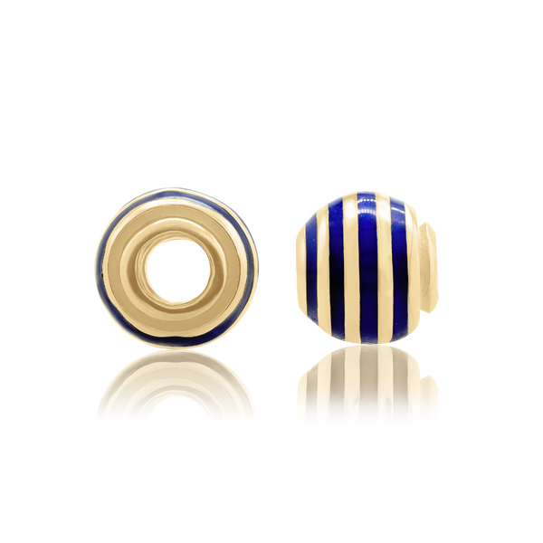 ITI NYC Striped Enamel Beads in Sterling Silver (9.4 x 8.6 mm)