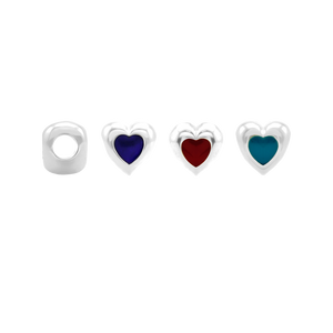 ITI NYC Single Heart Enamel Beads in Sterling Silver (9.3 x 9.3 mm)