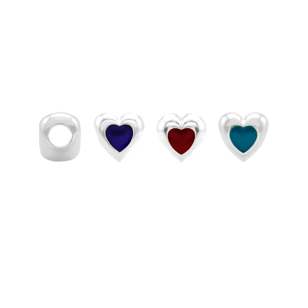 ITI NYC Single Heart Enamel Beads in Sterling Silver (9.3 x 9.3 mm)
