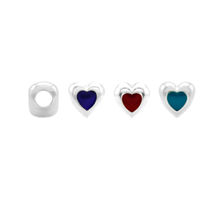 ITI NYC Single Heart Enamel Beads in Sterling Silver (9.3 x 9.3 mm)