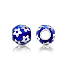 Load image into Gallery viewer, ITI NYC Flowers Enamel Beads in Sterling Silver (9.0 x 8.7 mm)
