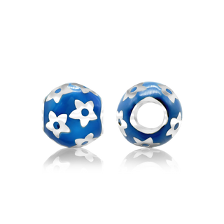 ITI NYC Flowers Enamel Beads in Sterling Silver (9.0 x 8.7 mm)