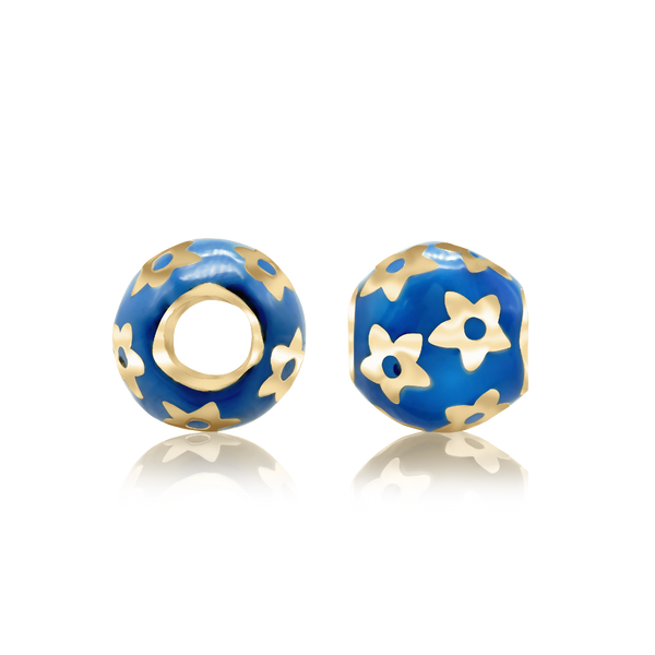 ITI NYC Flowers Enamel Beads in Sterling Silver (9.0 x 8.7 mm)