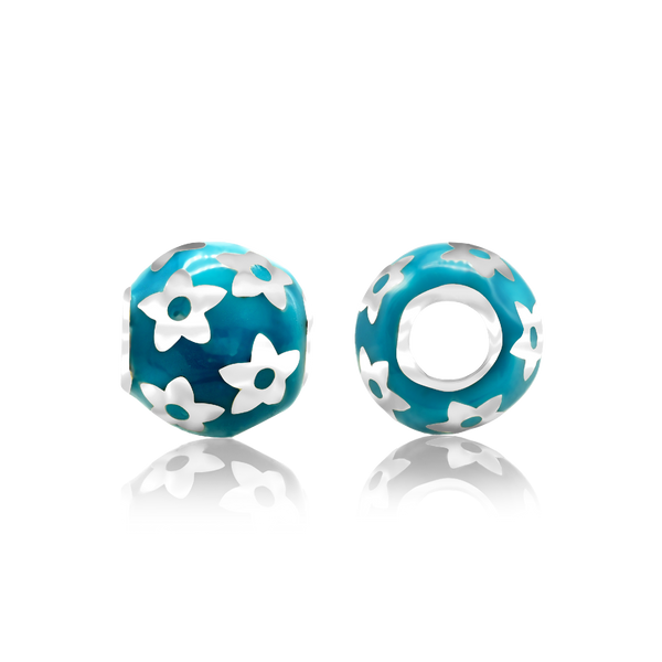 ITI NYC Flowers Enamel Beads in Sterling Silver (9.0 x 8.7 mm)