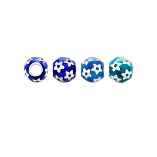 ITI NYC Flowers Enamel Beads in Sterling Silver (9.0 x 8.7 mm)