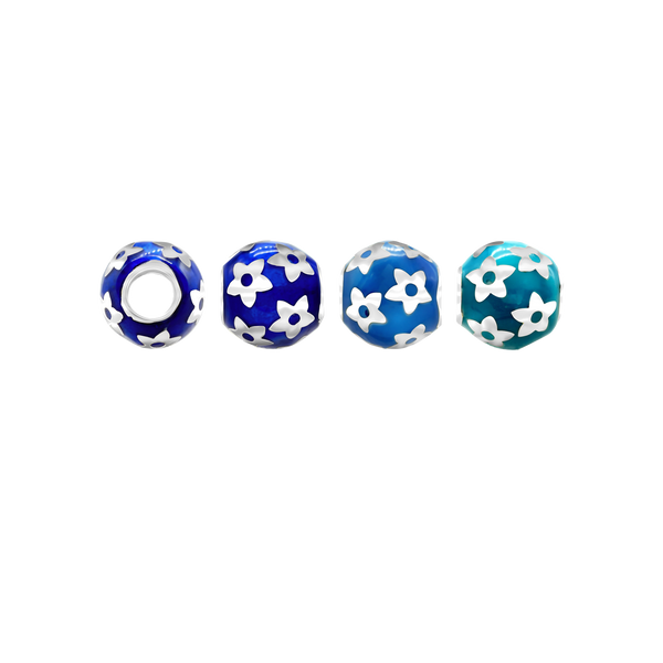 ITI NYC Flowers Enamel Beads in Sterling Silver (9.0 x 8.7 mm)