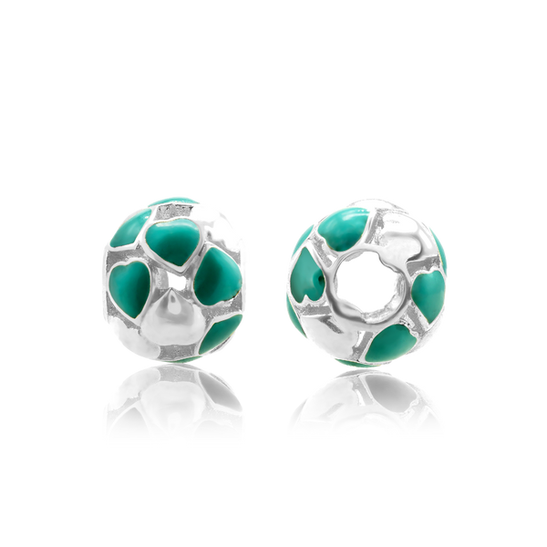 ITI NYC Hearts Enamel Beads in Sterling Silver (9.7 x 8.7 mm)