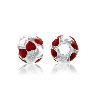ITI NYC Hearts Enamel Beads in Sterling Silver (9.7 x 8.7 mm)