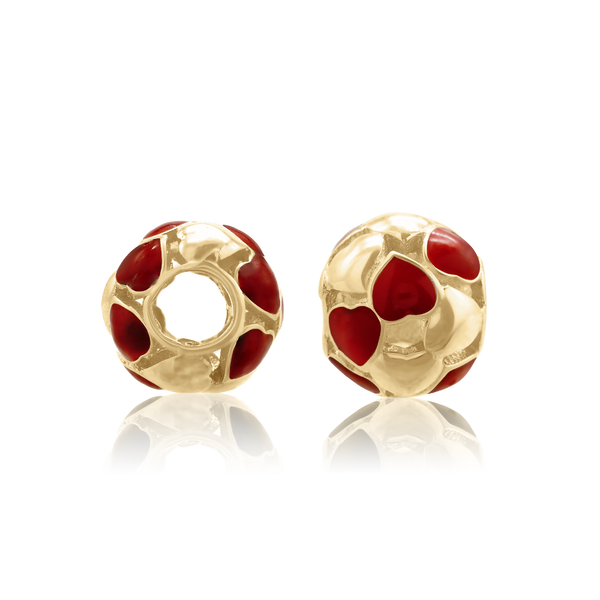 ITI NYC Hearts Enamel Beads in Sterling Silver (9.7 x 8.7 mm)