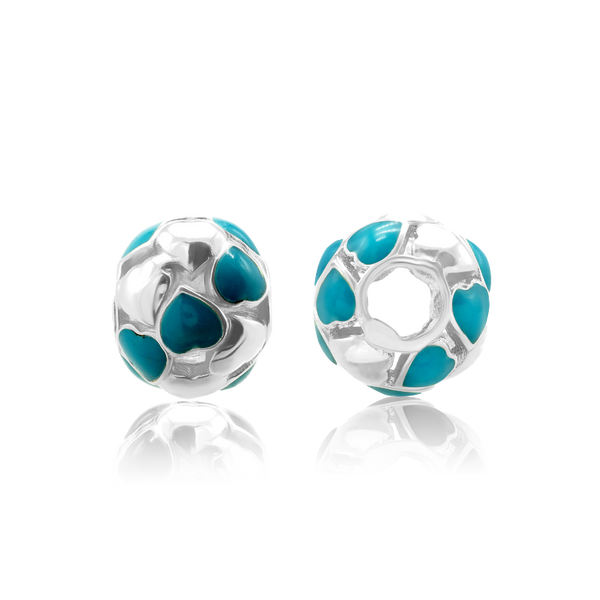 ITI NYC Hearts Enamel Beads in Sterling Silver (9.7 x 8.7 mm)