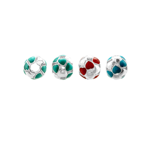 ITI NYC Hearts Enamel Beads in Sterling Silver (9.7 x 8.7 mm)