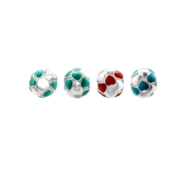 ITI NYC Hearts Enamel Beads in Sterling Silver (9.7 x 8.7 mm)
