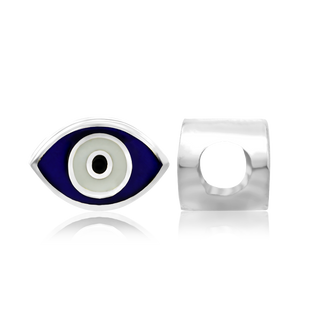 ITI NYC Evil Eye Enamel Beads in Sterling Silver (7.5 x 11.2 mm)
