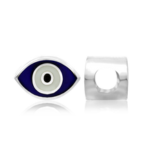 Load image into Gallery viewer, ITI NYC Evil Eye Enamel Beads in Sterling Silver (7.5 x 11.2 mm)
