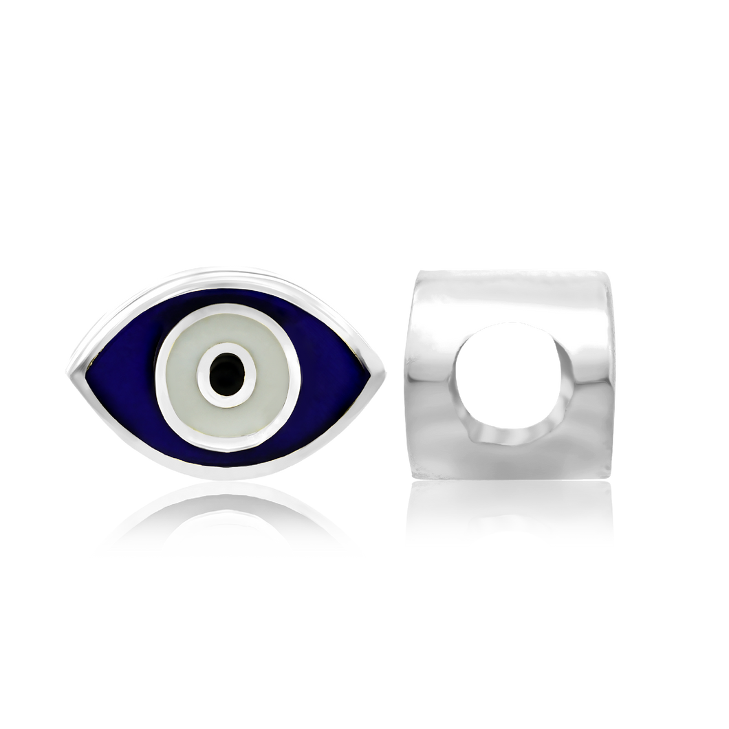 ITI NYC Evil Eye Enamel Beads in Sterling Silver (7.5 x 11.2 mm)