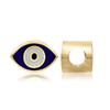 ITI NYC Evil Eye Enamel Beads in Sterling Silver (7.5 x 11.2 mm)