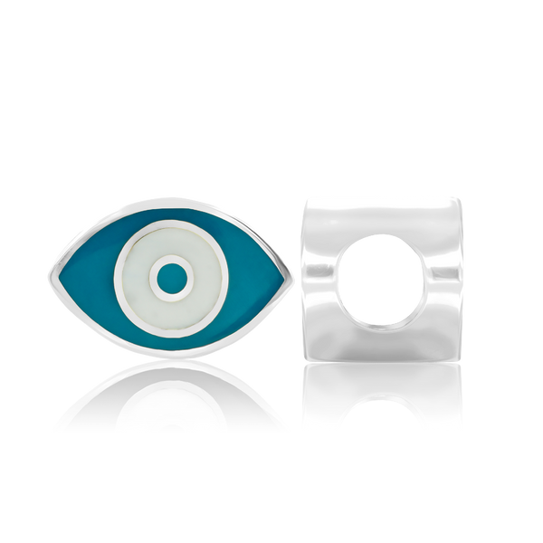 ITI NYC Evil Eye Enamel Beads in Sterling Silver (7.5 x 11.2 mm)