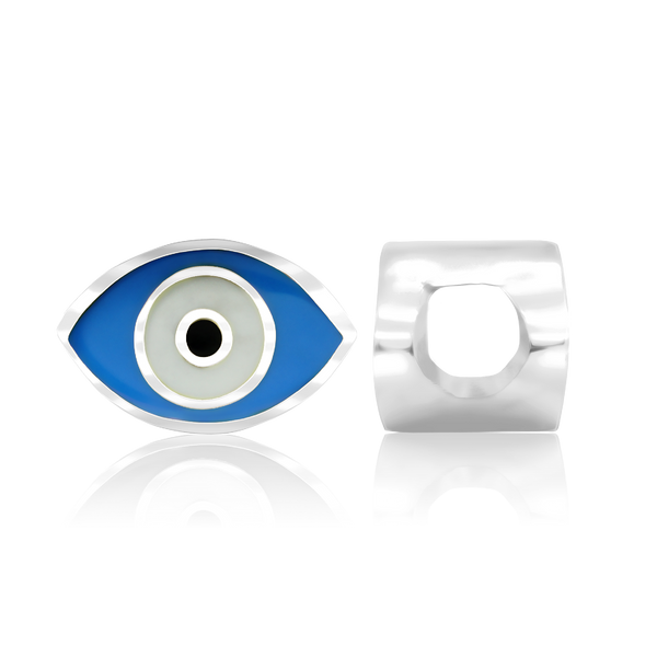 ITI NYC Evil Eye Enamel Beads in Sterling Silver (7.5 x 11.2 mm)