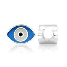 Load image into Gallery viewer, ITI NYC Evil Eye Enamel Beads in Sterling Silver (7.5 x 11.2 mm)
