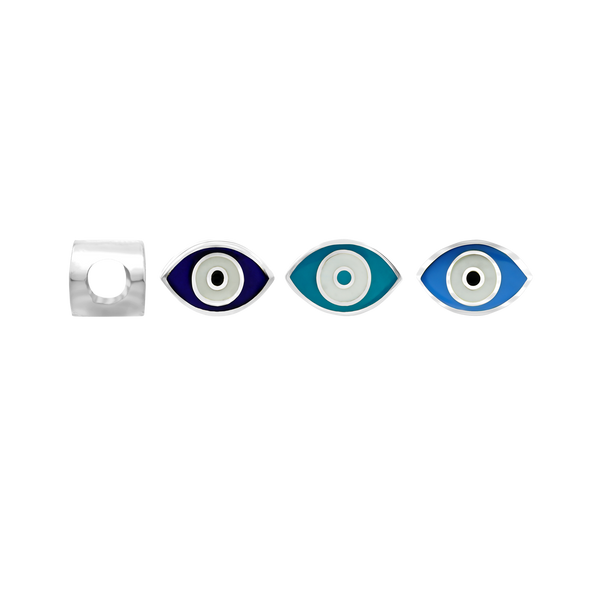 ITI NYC Evil Eye Enamel Beads in Sterling Silver (7.5 x 11.2 mm)