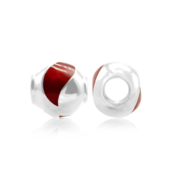 ITI NYC Single Swirl Enamel Beads in Sterling Silver (9.5 x 9.5 mm)