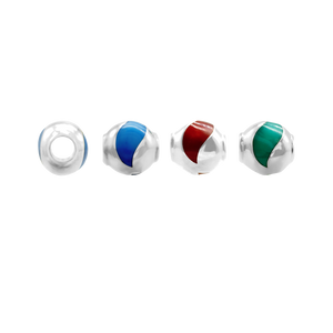 ITI NYC Single Swirl Enamel Beads in Sterling Silver (9.5 x 9.5 mm)