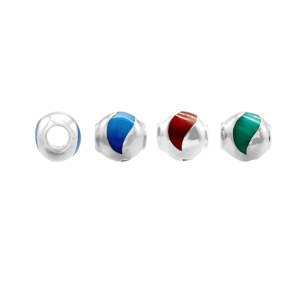 ITI NYC Single Swirl Enamel Beads in Sterling Silver (9.5 x 9.5 mm)