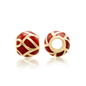 ITI NYC Swirl Red Enamel Beads in 14K Yellow Gold (9.2 x 8.4 mm)