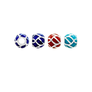 ITI NYC Swirl Enamel Beads in Sterling Silver (9.2 x 8.4 mm)