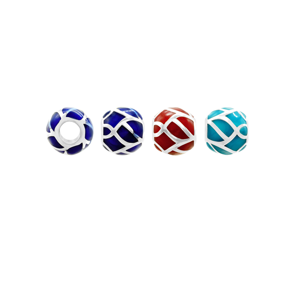 ITI NYC Swirl Enamel Beads in Sterling Silver (9.2 x 8.4 mm)