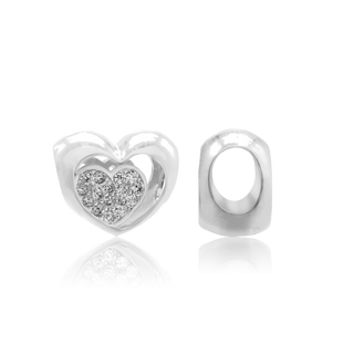 ITI NYC Heart Shaped Enamel Beads in Sterling Silver (9.7 x 11.5 mm)
