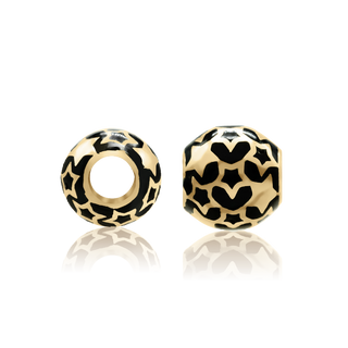 ITI NYC Hearts Enamel Beads in Sterling Silver 18K Yellow Gold Finish (9.0 x 8.7 mm)