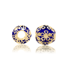 Load image into Gallery viewer, ITI NYC Flowers Enamel Beads in Sterling Silver 18K Yellow Gold Finish (9.0 x 8.7 mm)
